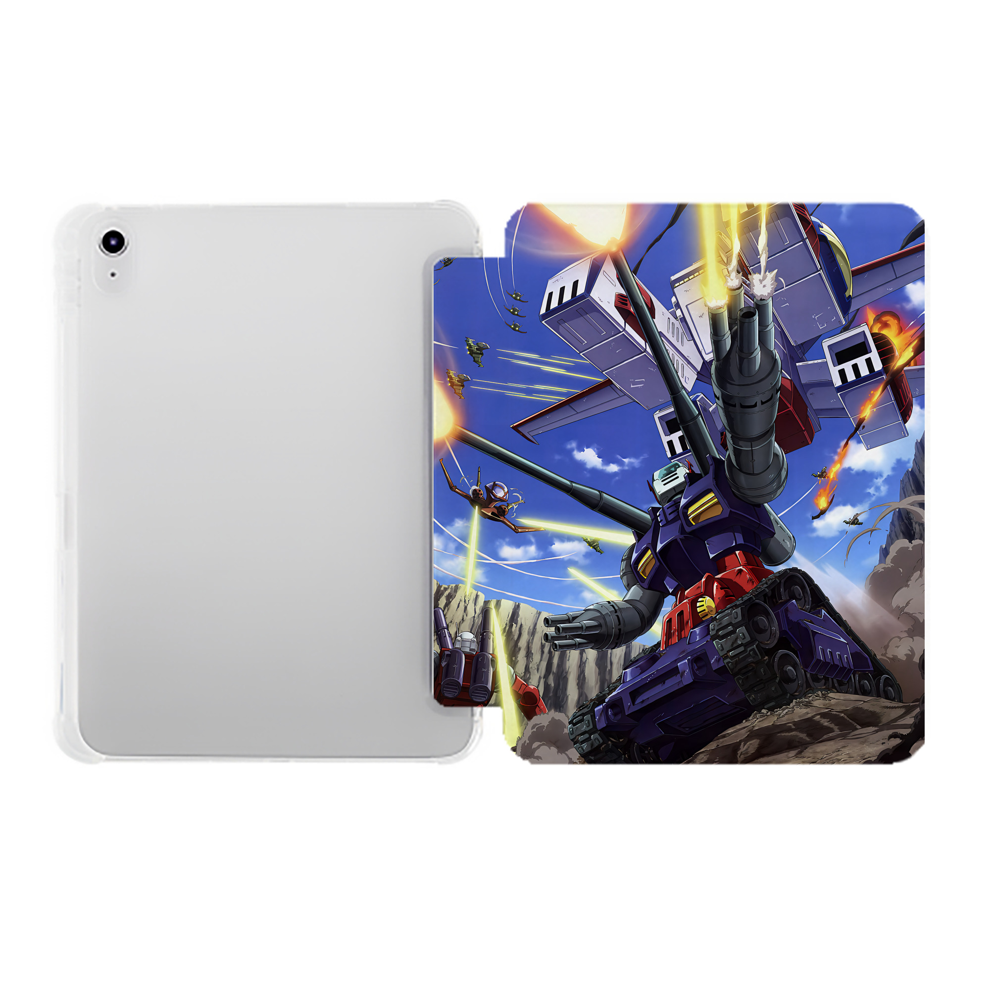 （画像用） 機動戦士ガンダム Mobile Suit Gundam IPad ケース ペン収納付き 三つ折りスタンド PUレザー×シリコン 対応機種9.5/10.5/10.9インチ